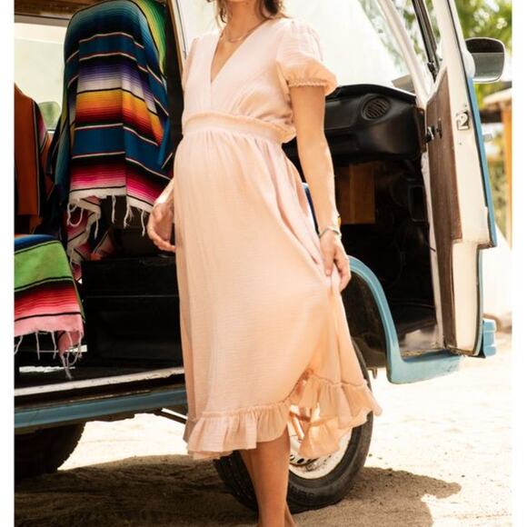 HATCH Amelia Midi Dress in Light Pink Cotton Gauze Sz XS/S {MM50} - Picture 1 of 7